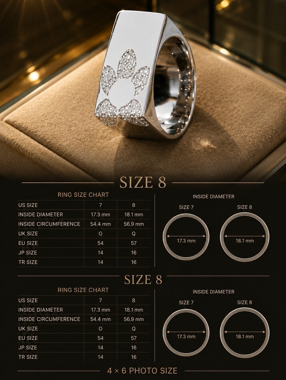 Silver Pavé Paw Print Statement Ring